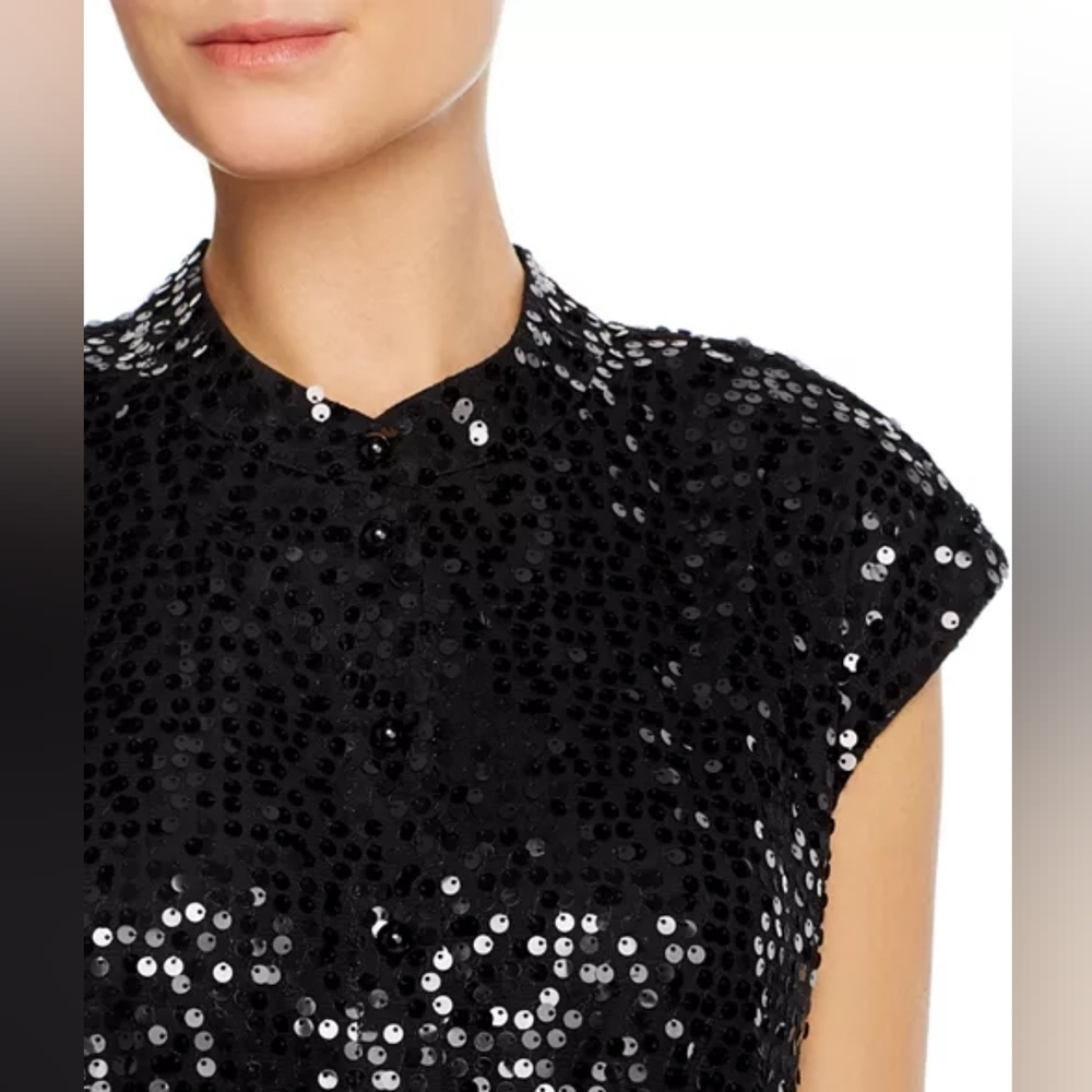 Rebecca Minkoff Black Sequin Embellished Mini Lined Dress - Size XS - Picture 2 of 15